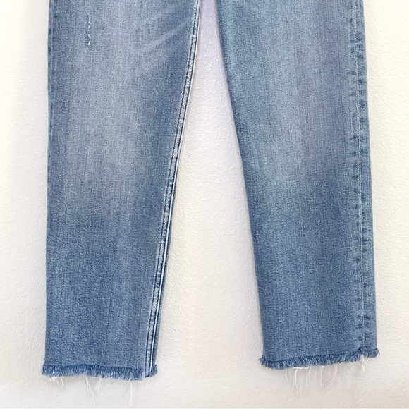 Re/Done 70s Stove Pipe Slim Straight Crop Jean High Waist Raw Hem Light Stone 24 - Picture 7 of 16